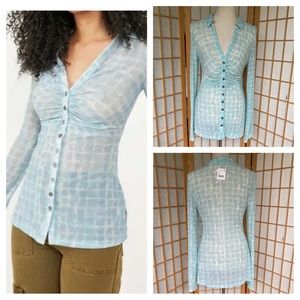 Free People Lucky Stillwater Ruched Shirt SZ M